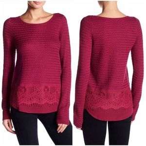 NWT Lucky Brand Lace Mix Sweater